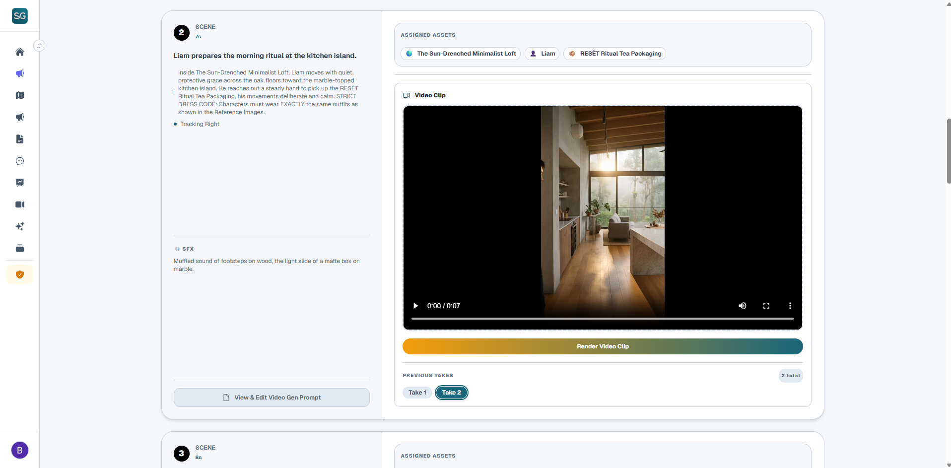 Scene Storyboard Card Visual Image Rendering Controls