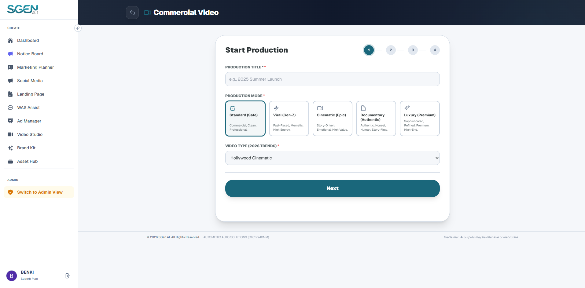 Commercial Project Basic Info Form Configurations