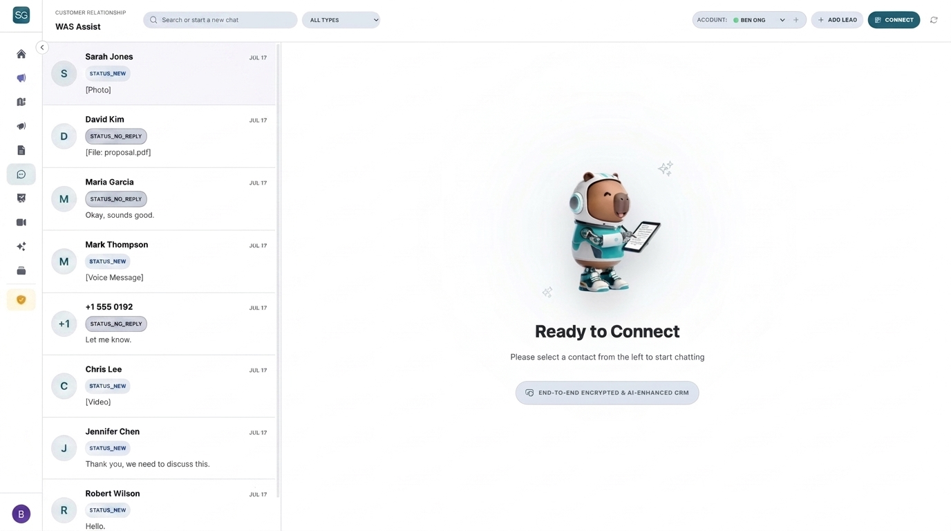 WAS Assist WhatsApp Automation Workspace Panel